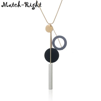 

Women's Sweater Long Necklace for Women Geometric Beads Necklaces & Pendants New Jewelry Collare Mujer Collier Colar MX086