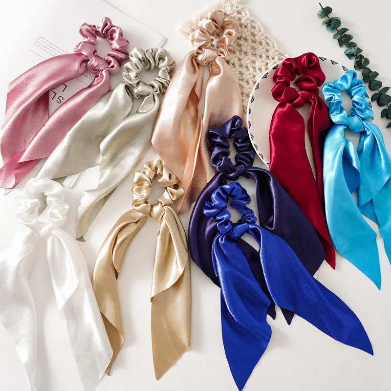Women Bowknot Ribbon Hair Scrunchies | Silk Band Bowknot