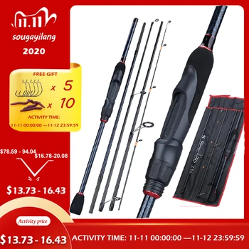 SPECIAL OFFER ❤️ Sougayilang 5 Section Portable Fishing Rod 1.8-2.4m Ultralight Carbon Fiber Travel Spinning/Casting Fishing Rod Fishing Tackle - discount item 78% OFF Sports & Entertainment
