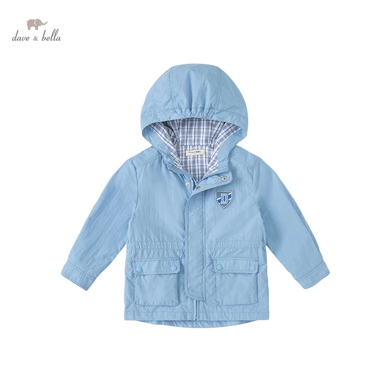 DK1221077 dave bella spring kids boys 5Y-13Y fashion letter pockets coat casual children boy tops infant toddler outerwear