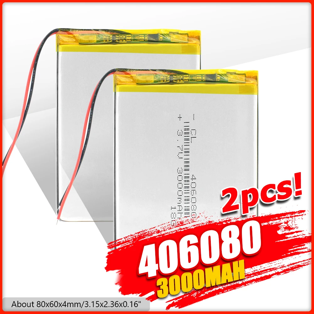 Литий полимерный аккумулятор 3 7 В 1/2/4x80x60x4 мм 406080 3000 мА · ч большой емкости литий