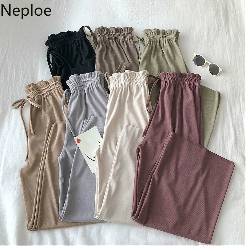 Женские широкие брюки Neploe корейские повседневные Стрейчевые с высокой талией