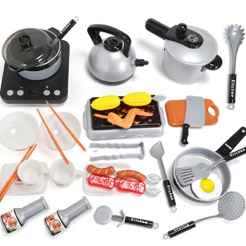 

One Set Children Kitchen Cooking Utensils Accessories Play Toy Cook Pots Pans Cookware Kids Pretend Classic Toys Children Gift
