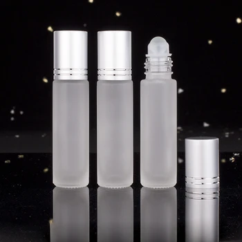 

10ML 5Pcs Empty Perfume Bottle Roll On Bottle Roller Frosted Refillable Glass Containers Essentail Oil Perfume Bottle Roller