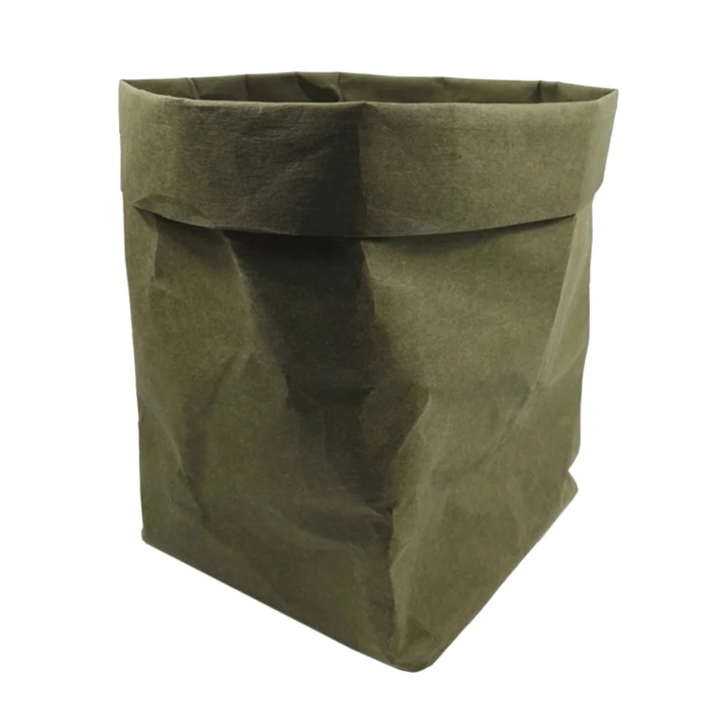 Многоразовый моющийся крафт-бумажный мешок, цветочные горшки, многофункциональная домашняя сумка для хранения QP2 - Цвет: Dark Green
