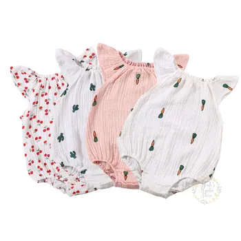 

0-24M Newborn Infant Baby Girl Rompers Ruffles Jumpsuit Soft Baby Clothes Cartoon Cactus Carrot Baby Costumes