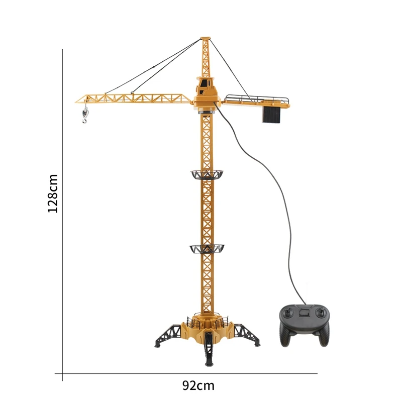 FBIL-Remote Control Crawler Crane Toy for Children Hanging Tower Crane with Working Tower Light Adjustable Height 128CM