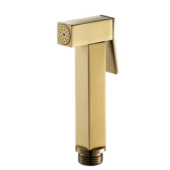 

Shiny Gold Handheld Bidet Sprayer Square Shower Head Douche Fauce Toilet Cleaner