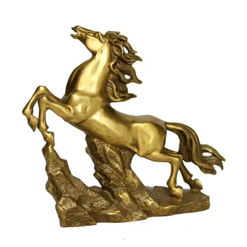 

Europe Copper Horse Sculpture Runaway Horses Home Wine Cabinet Living Room Art&Craft Statue Desk Ornament Business Gift M3917