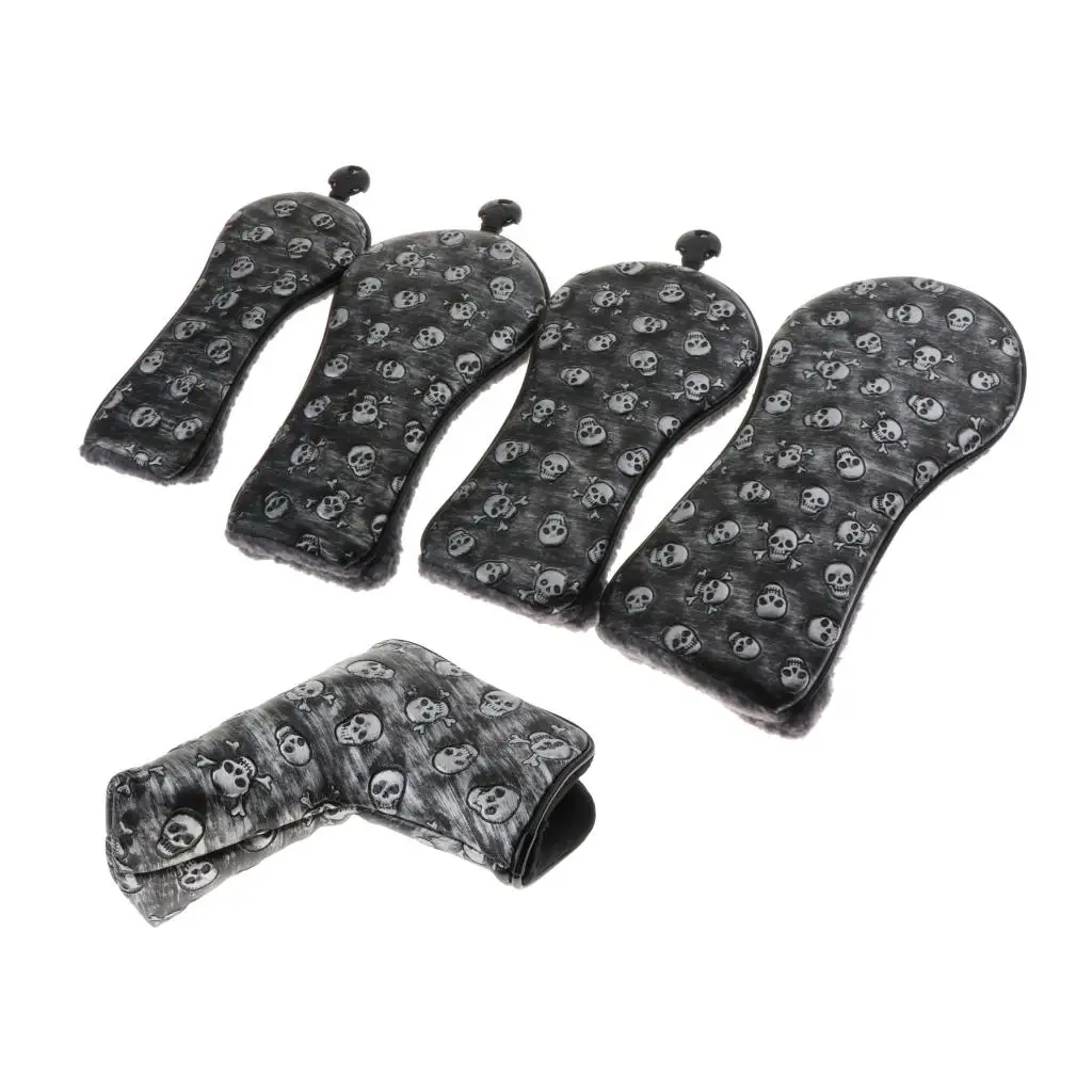 

Skull Golf Club Head Cover Headcover for Wood No. 1 3 5 UT Driver, Blade Putters Protective Sleeves Protector Guard