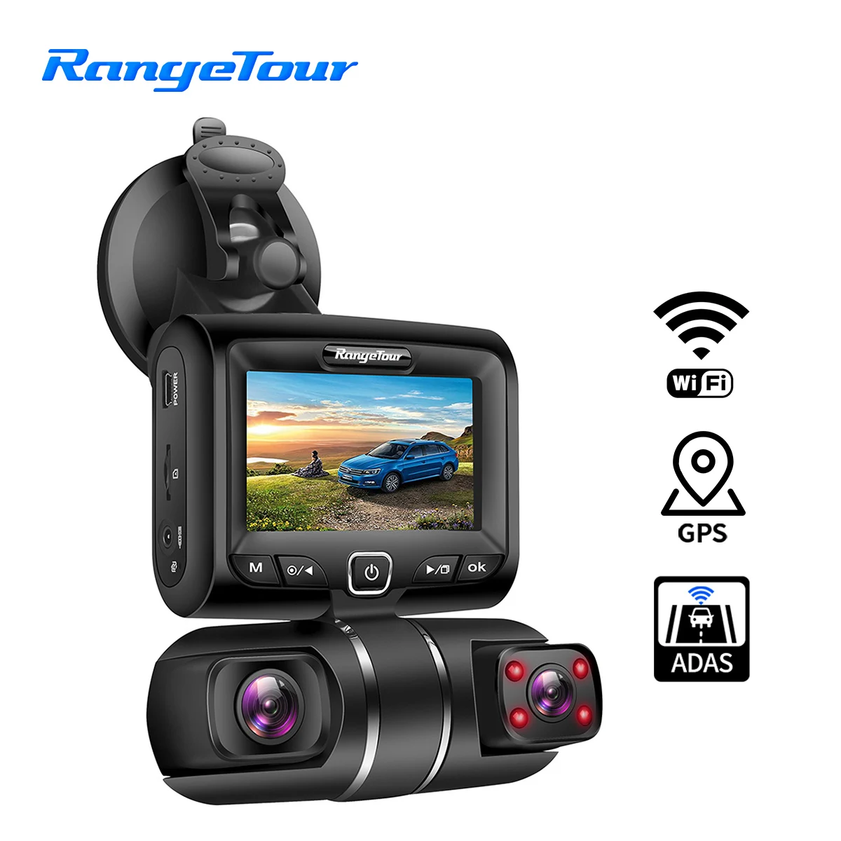 US $79.99 Range Tour Car DVR Dash Camera D70 GPS WiFi ADAS 360 Degree Rotated Front and Cabin Both 1080P Inside 4 IR Lens 2020 New
