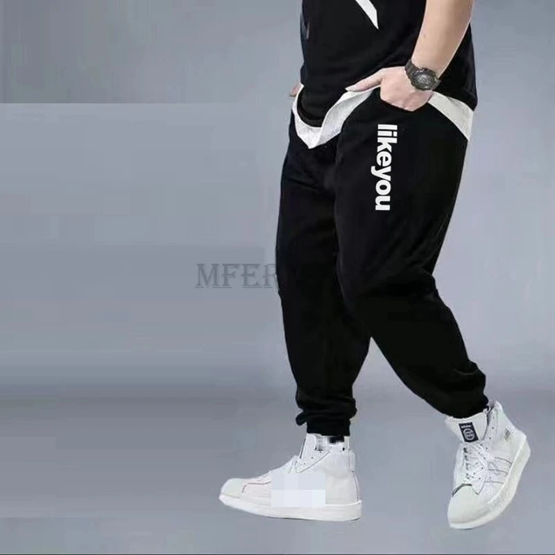 

winter autumn Men fleece pants letter warm simple sportwear plus size big 7XL 8XL elasticity pants loose sweatPants 140KG 52