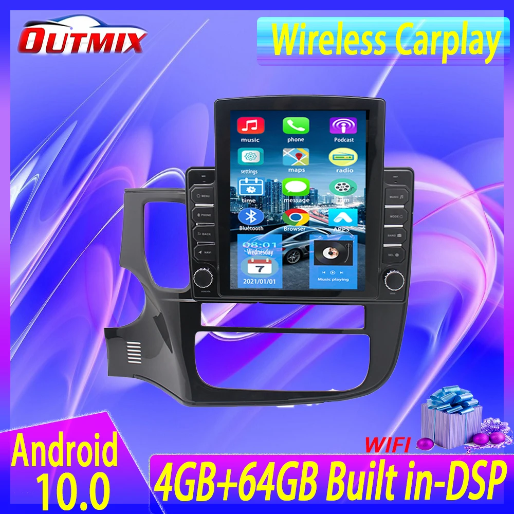 9.7&quot Tesla Style PX6 4+64G GPS Navigation Android 10 Radio For Mitsubishi Outlander XL 3 2012-2018 360 Camera Car Media CarPlay |