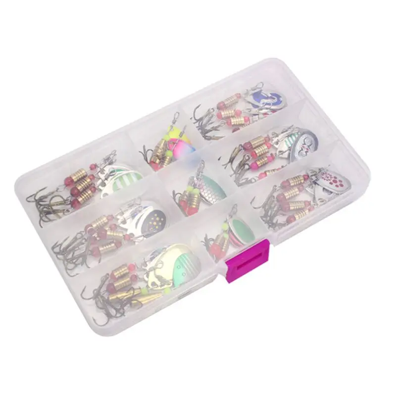 Atificial Metal Fishing Lures with Treble Hooks tackle Assorted Inline Spinner Baits Spoons for Bass Salmon Trout Freshwater