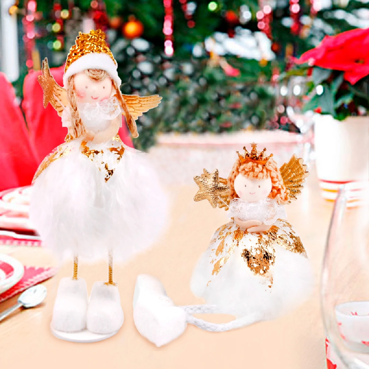 FENGRISE, Рождественское украшение, Рождественская кукла, украшения,, ангел, кукла, Рождественская елка, подвеска, новогодний, Декор, Рождество