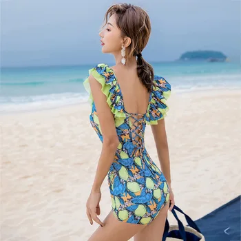

One Piece Swimwear Wholes Swim Dress Closed Swimsuit Woman Bathing Suit Women Literature Art Floral Sexy Push Up Ins Print