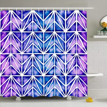 

Shower Curtain Set with Hooks 66x72 Color Tie Modern Geometric Design Repeating Abstract Water Artistic Pattern Vibrant Lines