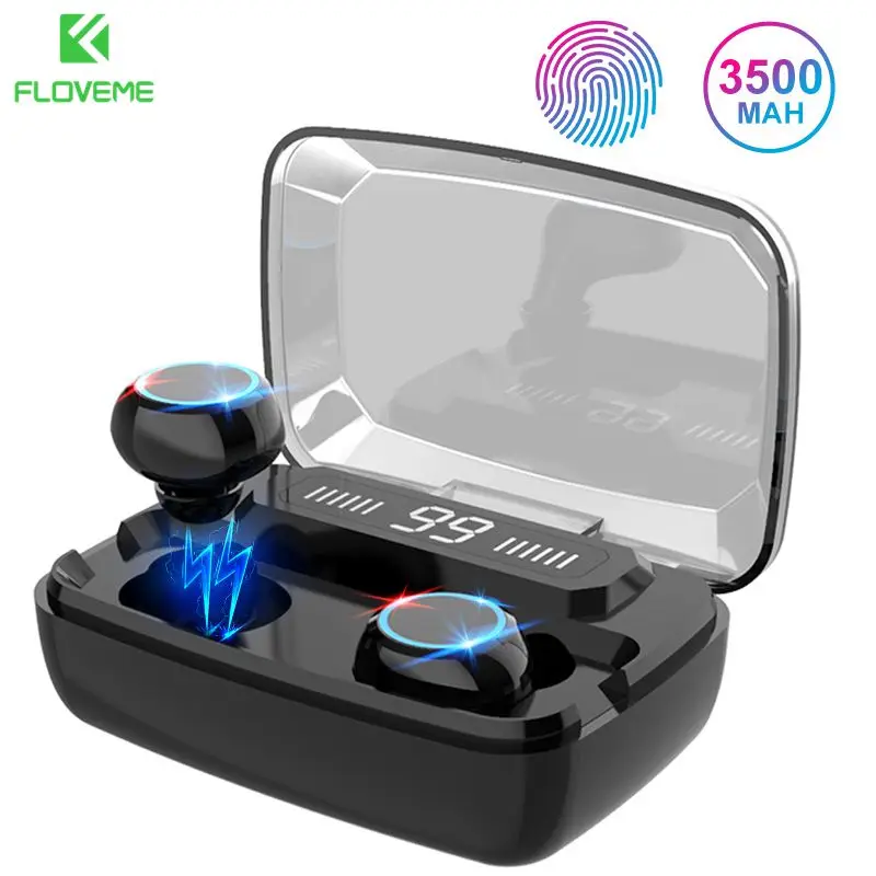 

Wireless Earphones Bluetooth V5.0 TWS Wireless Bluetooth Headphones LED Display With 3500mAh Power Bank Headsets With Microphone
