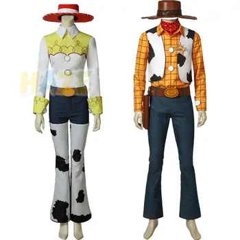 

Toy Story 4 Woody Cowboy Jessie Cosplay Costume Halloween Party Suit Unisex Adult Full Set