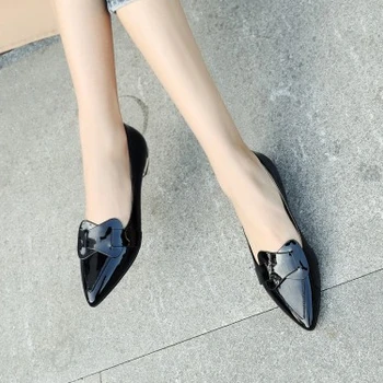 

Oversized ladies high heels women shoes woman pumps Pointed shallow-mouthed solid-color thick-heeled single shoes