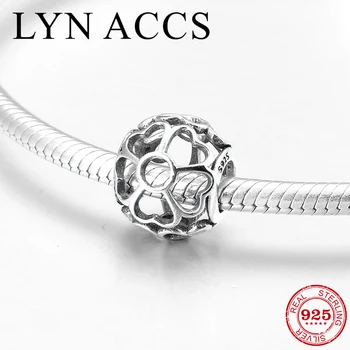 

New DIY gift hollow out flower 925 Sterling Silver fashion fine Metal beads Fit Original LYNACCS Charms Bracelet Jewelry making