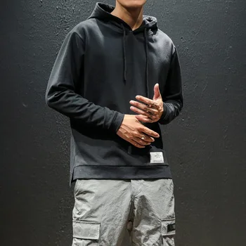 

2020 Autumn Large Size New Solid Color Hoodie Men Fashion Casual Brand Trend sweatshirt Stitching Long Sleeve Mens Hoodies