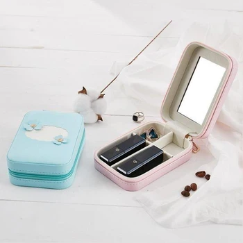 

Mini Makeup Storage Box With Mirror Lipstick Box Portable Ancient Style Portable Makeup Mirror Jewelry Box