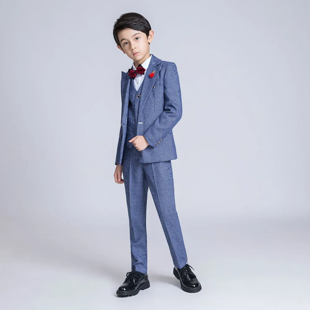 YuanLu, детские костюмы для мальчиков, деловой костюм джентльмена, костюм с блейзером на свадьбу, Блейзер, жилет, штаны, 3 предмета, модная одежда для мальчиков - Цвет: 3PCS