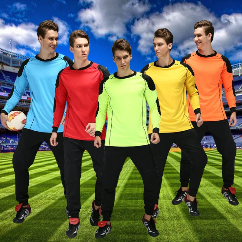 JJS027 028 Professional Men Soccer Goalkeeper Jersey Long Sleeve Round