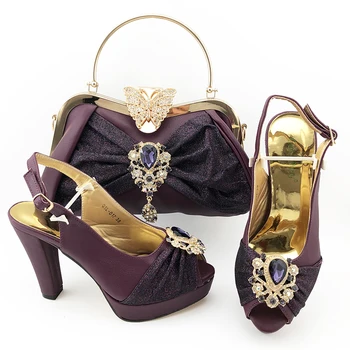 

New Arrival Nigerian Party Shoes and Bag Sets African Matching Shoes and Bags Italian Women High Quality African Party T79