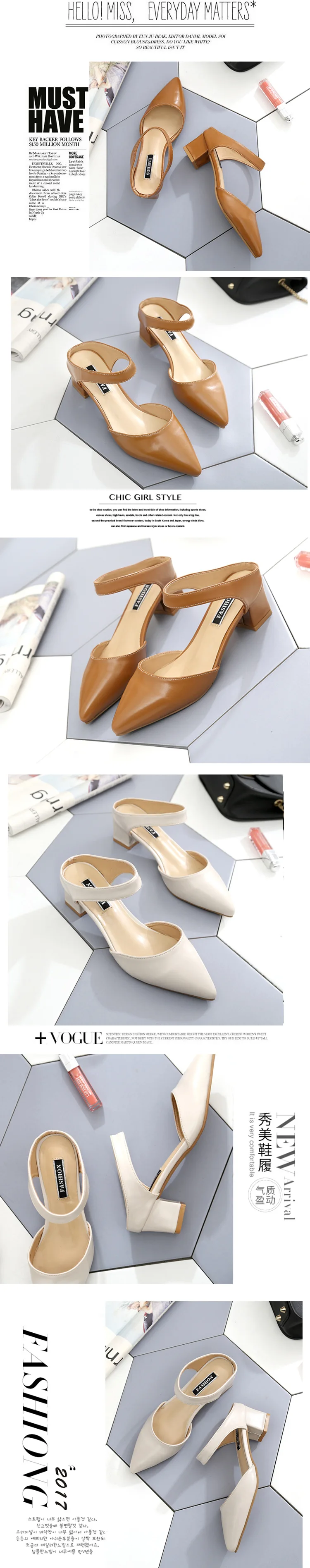 QSR/ г. Летняя Корейская версия новых сандалий и шлепанцев baotou женская обувь на толстой подошве с острым носком