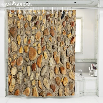 

Vintage Shower Curtains for Bathroom Polyester Stone Wall Art Decoration Bath Shower Curtain Printed Curtain 3D Shower Curtains