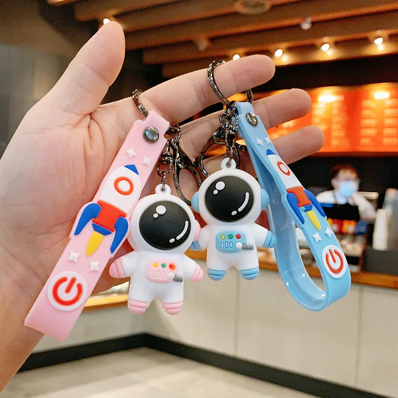 

Cartoon Silicone Creative Astronaut Keychain Bag Space Car Pendant Gift Key Ring