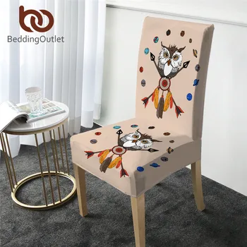 

BeddingOutlet Cartoon Owl Dining Chair Cover Tribal Feathers Spandex Slipcover Dreamcatcher Seat Case Cover Planets Funda Silla