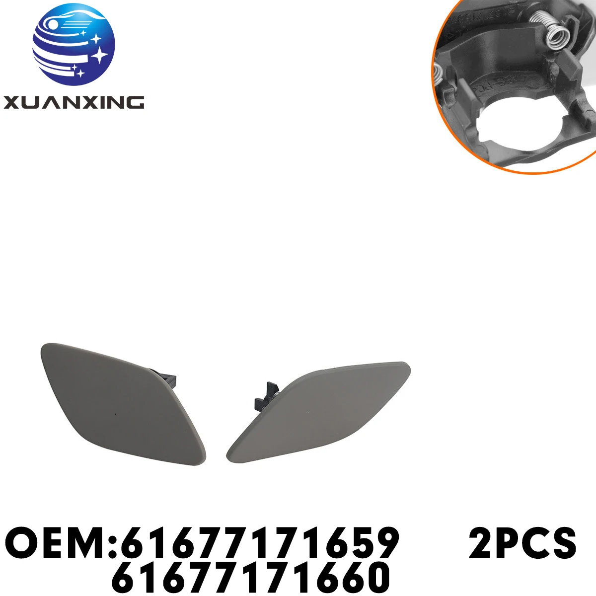 61677171659 61677171660 2pcs Headlight Washer Spray Nozzle Jet Cap