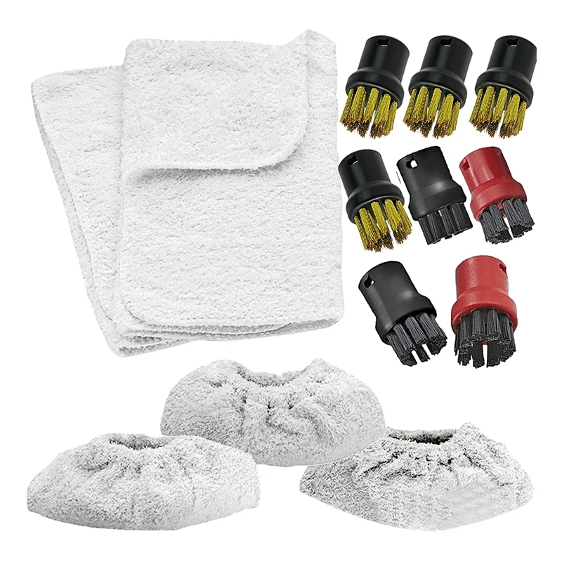 Steam Cleaner Pad Cloths Tool Terry Covers Nylon+Copper Wire Brush Nozzles for Karcher Cleaners |