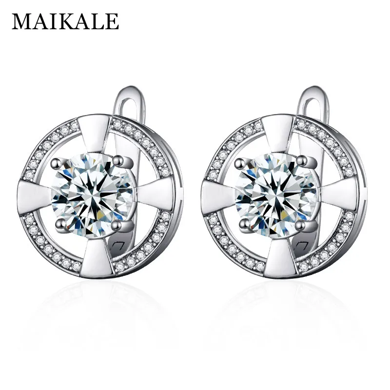 MAIKALE, новинка, модные круглые серьги-гвоздики для женщин, девушек, золотого и серебряного цвета, серьги с кубическим цирконием, Женские Ювелирные аксессуары, подарок