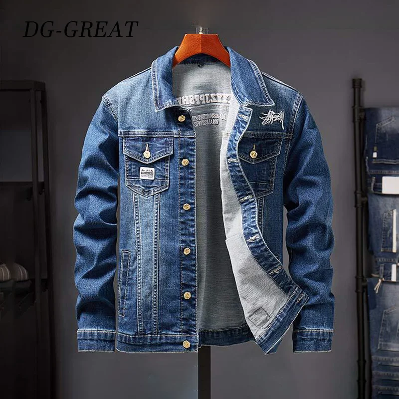 

Spring New Big Size Men Casual Denim Jacket Classic Style Fashion Loose Jean Jacket Male Brand Coat Male Outwear Jacket