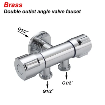 

Silvery Copper Double Switch Outlet Angle Valve Toilet Bidet Shower Faucet Bathroom Accessories Outlet Angle Valves G1/2