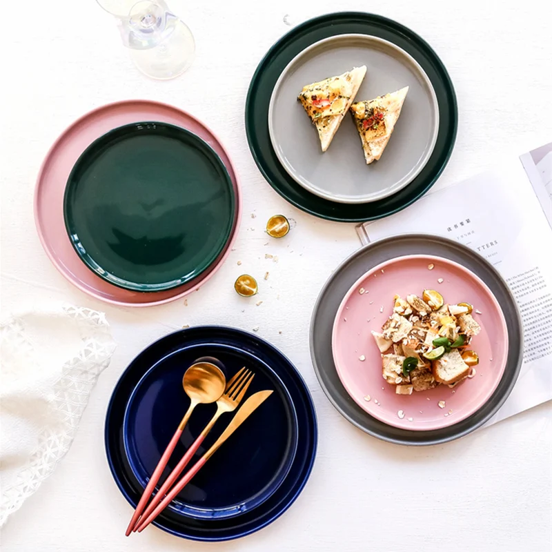 Nordic creative 10 inch ceramic breakfast plate Kitchen tableware salad