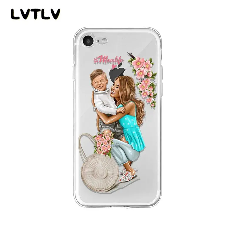 Fashion Black Brown Hair Baby Mom daughter Girl Son Dad