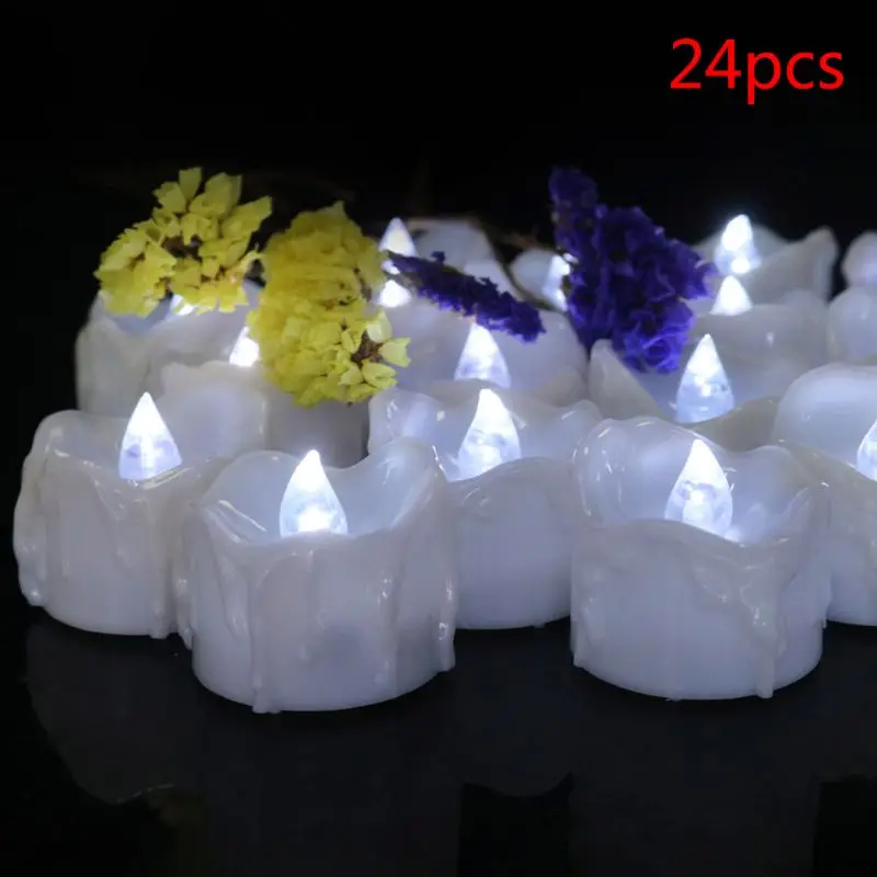 24 беспламенные декоративные свечи светодиодный светильник для чая на батарейках Мерцающая лампа