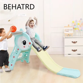 

Slide for Kids 3 Step Playset Hoop Toy for Children's Slide Indoor Home Multi-Function Combination Folding Toys Baby Slides