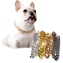 

Pet Dog Necklace Golden Silver Collar Chain French Bulldog Necklace for Pet Small and Medium Dogs Plastic Luxury Accessories