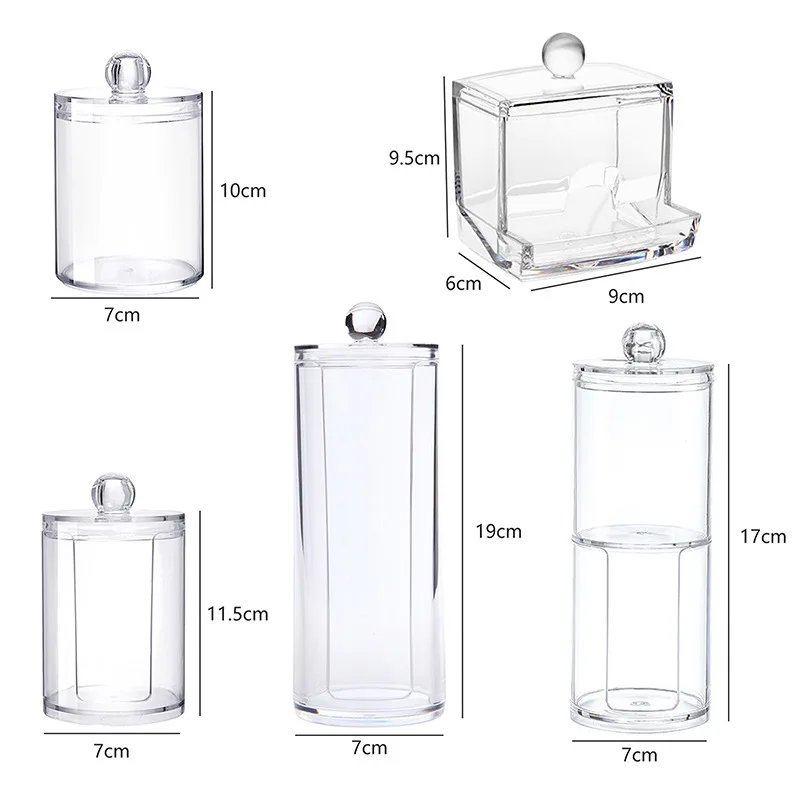 Acrylic Makeup Organizer Cotton Swabs Qtip Container Cosmetic Makeup Cotton Pad Organizer Jewelry Storage Box(Empty Box)