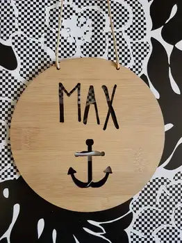 

Personalised Name Wooden Wall-Door Hanging--anchor-Nautical-plaque-kids room-bedroom-wall art-wall hanging-custom-navy