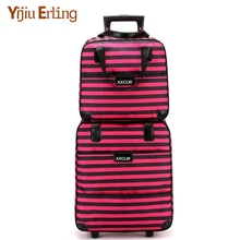 Популярный модный женский чемодан для багажа на колесиках брендовый Повседневный в полоску Складной Футляр Дорожная сумка на чемодан на колесах чемодан