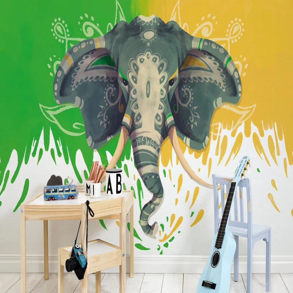 

Milofi custom large 3D wallpaper mural color hand-painted elephant children's room background wall decoration mural wallpaper