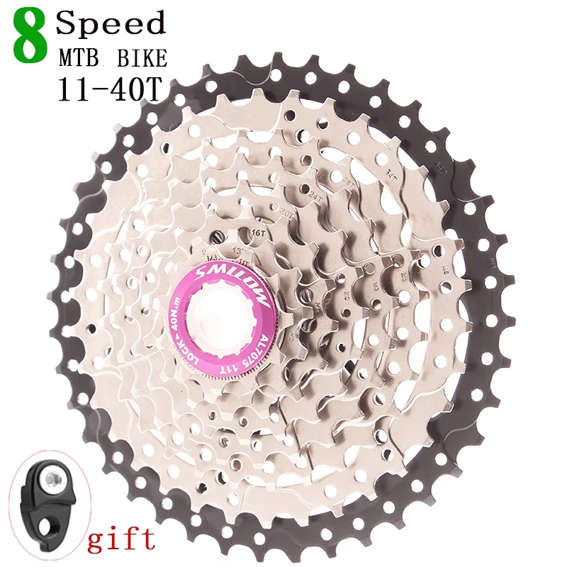SMLLOW MTB 8s 8speed 40T Wide Ratio Freewheel Mountain Bike Bicycle Parts Cassette 11-40T Compatible for M410 k7 X4 - Цвет: PINK