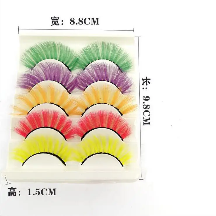 5 Pairs 3D White Mink Lashes Wholesale Natural Long Thick Fluffy Colorful False Eyelashes Lash Extension Supplies Makeup